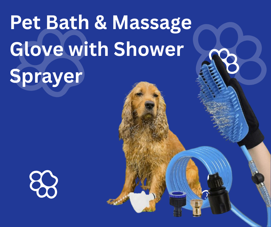2-in-1 Pet Bath & Massage Glove with Built-In Shower Sprayer Easy Grooming for Dogs & Cats