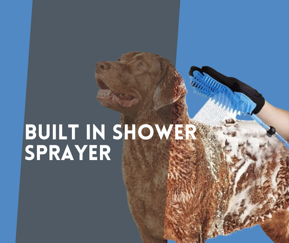 2-in-1 Pet Bath & Massage Glove with Built-In Shower Sprayer Easy Grooming for Dogs & Cats