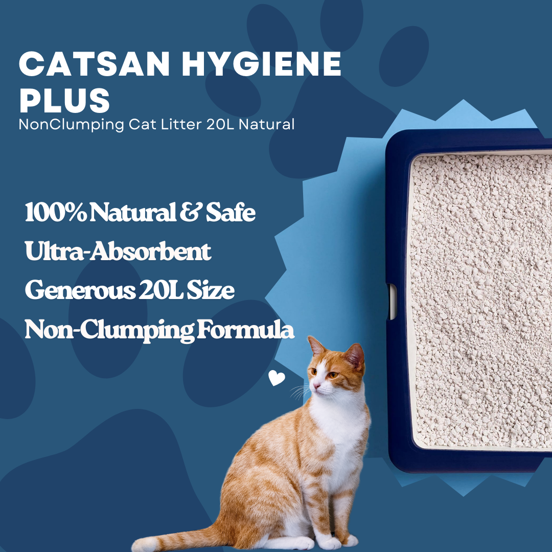 CATSAN Hygiene Plus Non-Clumping Cat Litter – 20L Natural, Ultra-Absorbent & Odor Control for Adult Cats & Kittens
