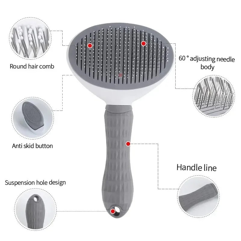 Self Cleaning Pet Hair Remover Comb Slicker Brush for Cats & Dogs - bluestar19