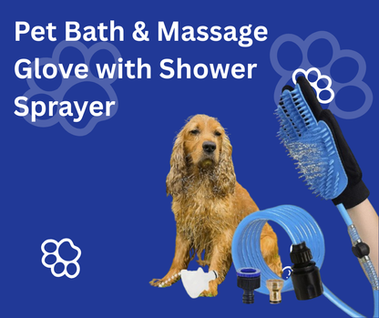 2-in-1 Pet Bath & Massage Glove with Built-In Shower Sprayer Easy Grooming for Dogs & Cats