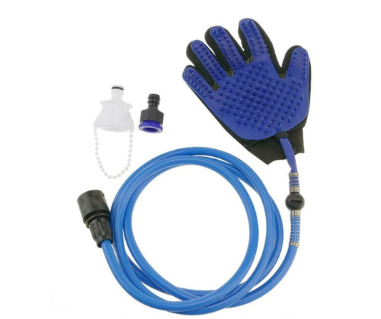 2-in-1 Pet Bath & Massage Glove with Built-In Shower Sprayer Easy Grooming for Dogs & Cats