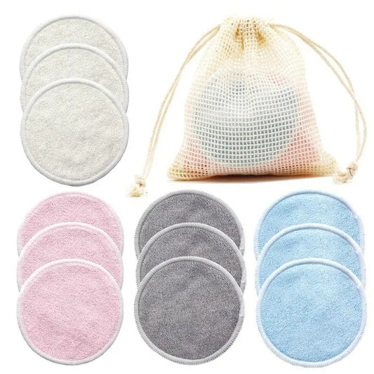 12 Pcs Reusable Bamboo Makeup Remover Pads - bluestar19 #