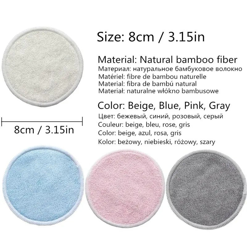 12 Pcs Reusable Bamboo Makeup Remover Pads - bluestar19 #