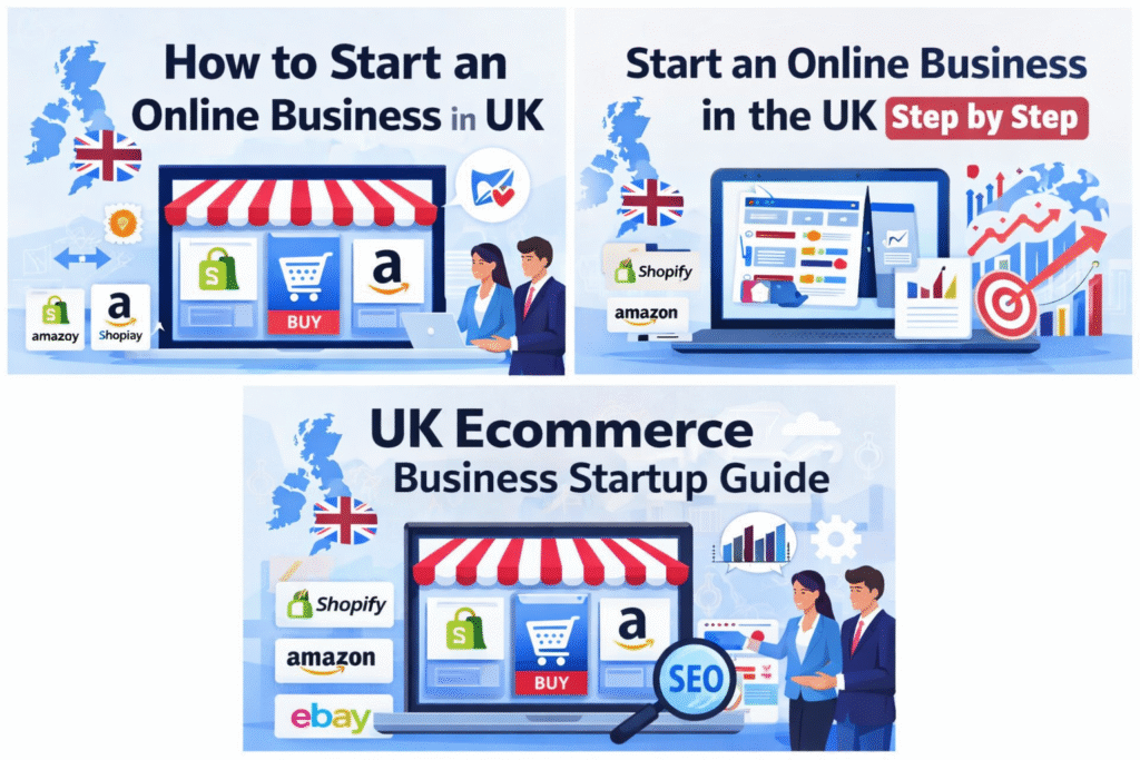 How to start online business in the UK using ecommerce platforms like Shopify Amazon and eBay